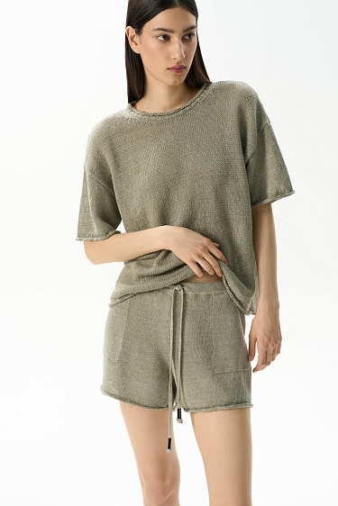 Короткие шорты из 100% льна